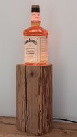 Whiskylampe Whiskyglow, hergestellt aus einem Altholzbalken