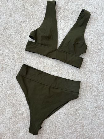 Bikini zweiteilig olivgrün High Waist Gr. XS-S