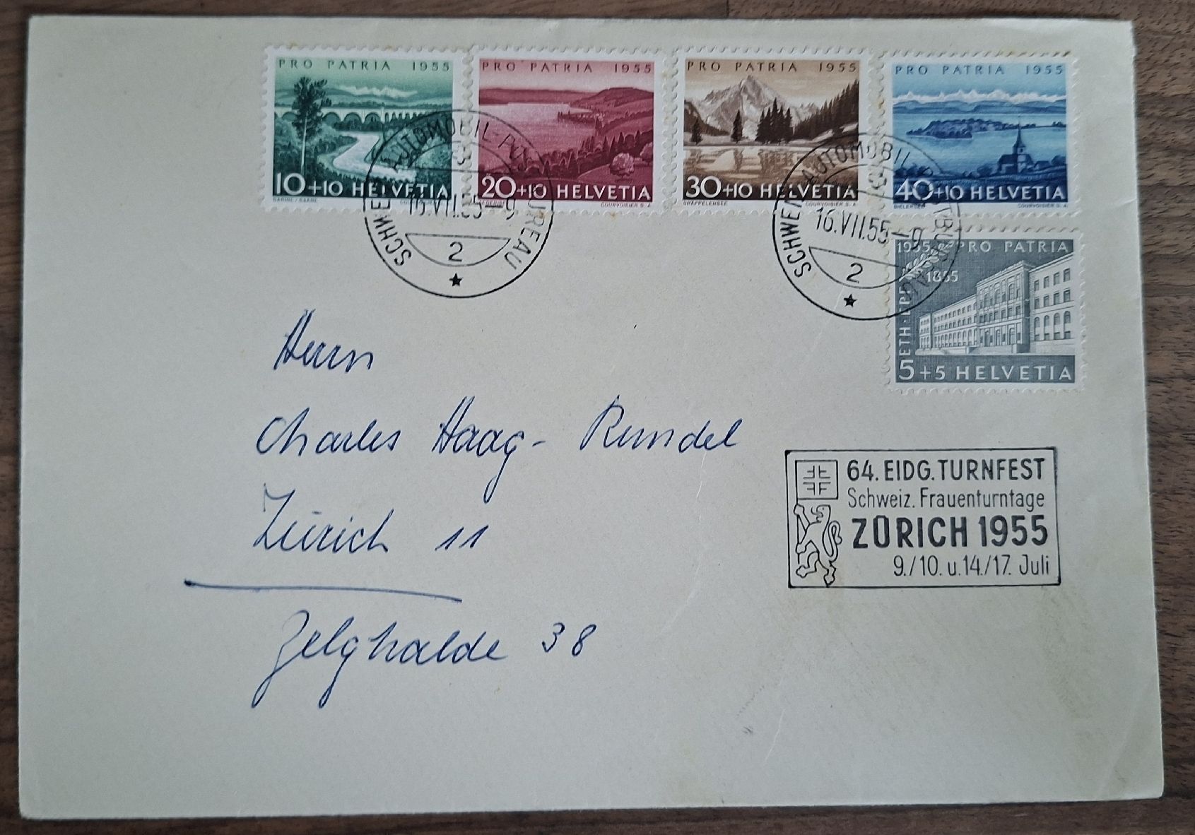 Alle Briefmarken: Pro Patria Satzbrief 1955 / Turnfest – Gebraucht aus Balgach von SIMEON27
