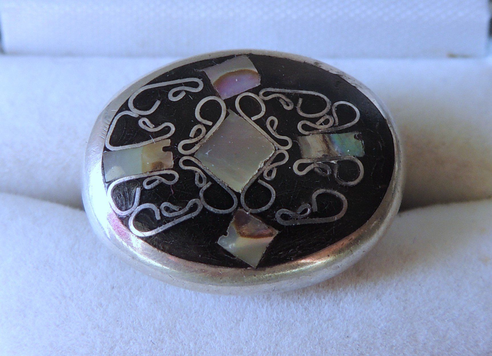 Ringe: Silber 800 Lacquer Fingerring mit Abalone Intarsien Gr. 60 – Gebraucht aus Waldenburg von schaller707 2