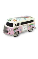 Tischuhr/Metall Retro Hippie Bus VW T1 Look, Pink