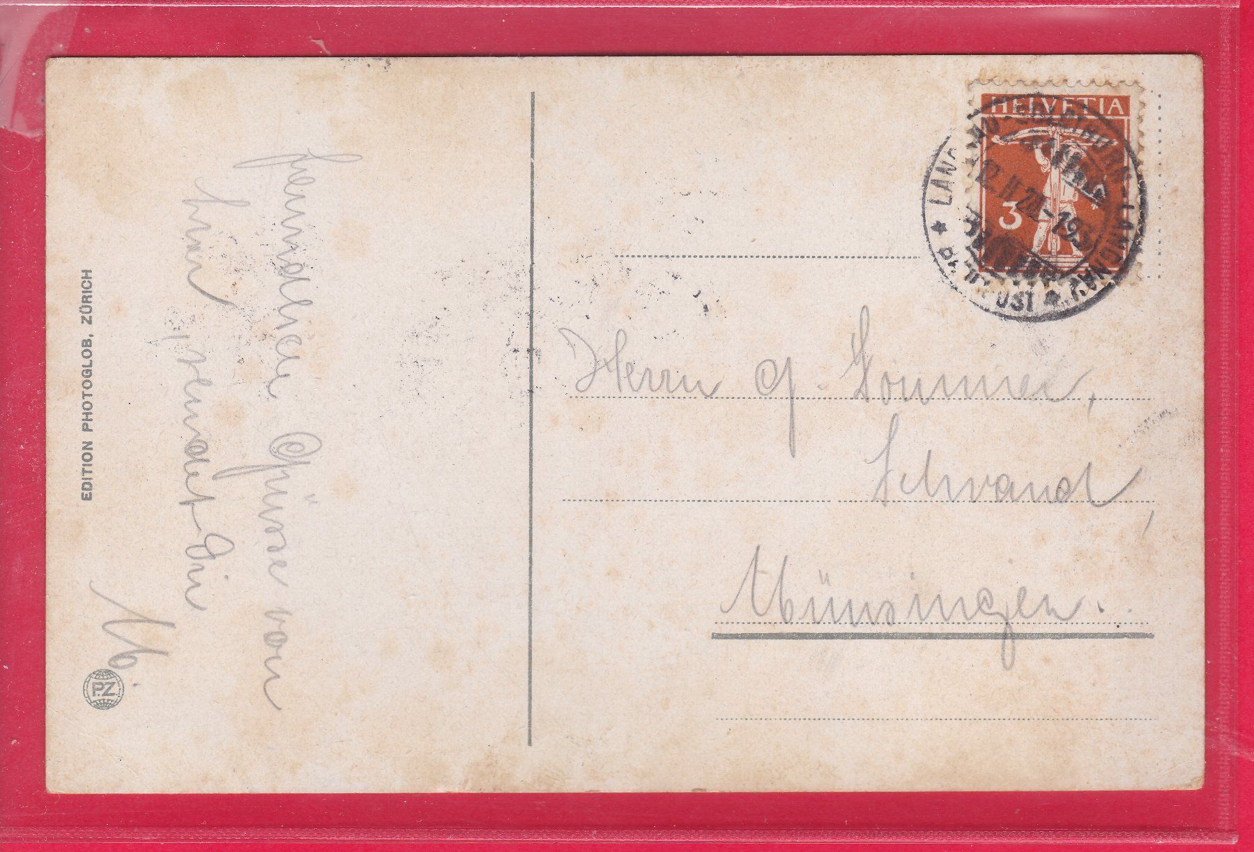 Ansichtskarten: BURGDORF, 12.2.1928 – Gebraucht aus Oberrieden von Gebirgsstelze 1