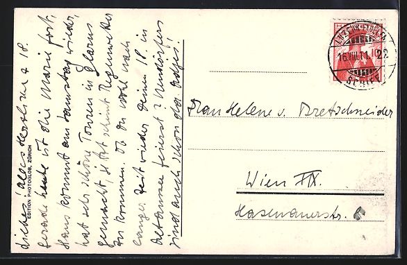 Cartoline postali: Gersau, Hotel Müller mit Bergen und Dam – Usato da Berlin venduto da bartko-reher 1