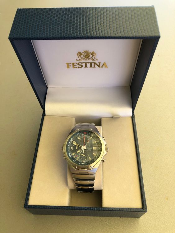 Écrin à Montre Festina Lux En Bois Avec Couvercle - Vintage Années 80 - Neuf Avec Étiquettes - Espagne