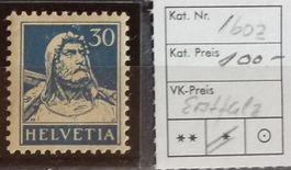 W) 160z, Tell, geriffeltes Papier Falz Kt. 100.-