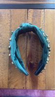 Green Velvet Headband with Rhinestones Like New