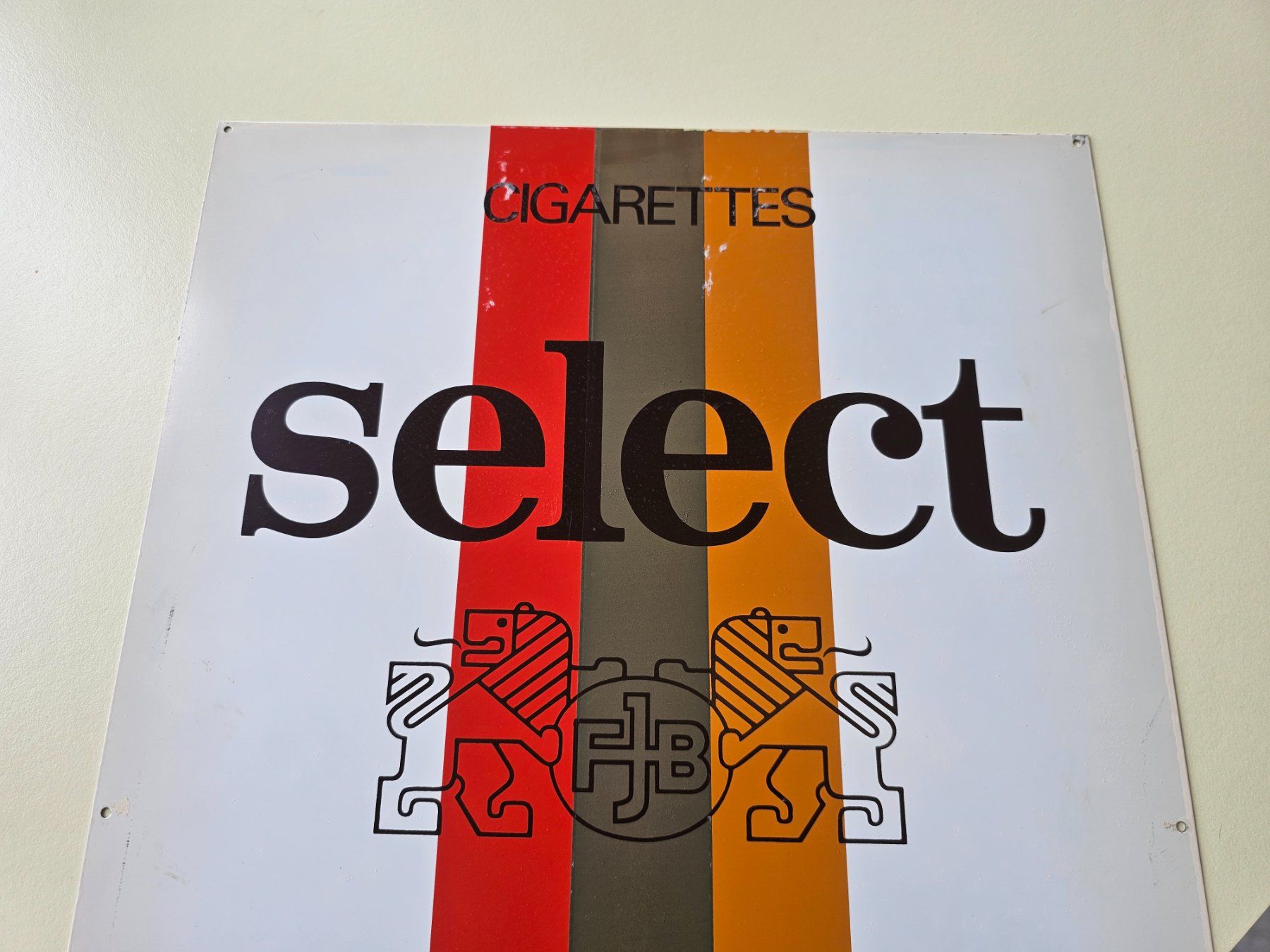 Schilder: Vintage Select Cigarettes Werbeschild Blechschild Alu – Gebraucht aus Nottwil von Wondewa-Shop 4