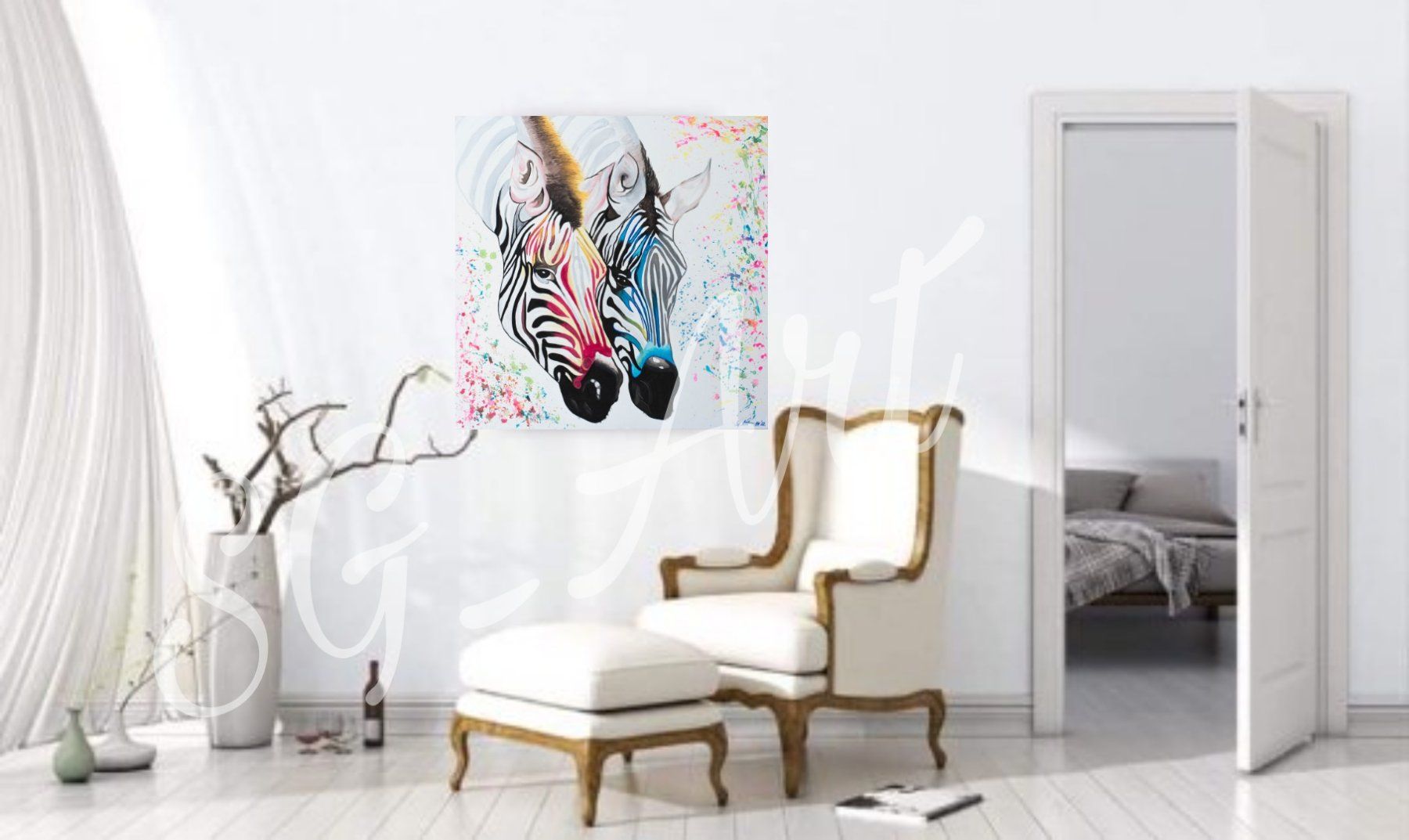 Dipinti: Acrylbild abstrakt Zebra Tier bunt Unikat – Nuovo e nell'imballaggio originale da Rheinau venduto da Sussel 5