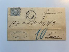1880 Portomarke 10 auf Brief gestempelt LUZERN