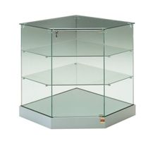 Glasvitrine Ecke, ESG Glas, Silber (B.73 x T.73 x H.90cm)