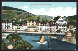 AK Baden, Ortspartie mit Brücke