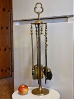 Altes Kaminbesteck Messing, Ständer + 4 Werkzeuge