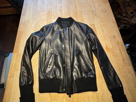 Bally Black Lambskin Leather Bomber Jacket