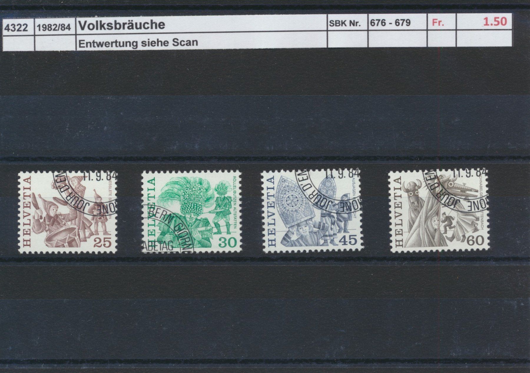 Tutti i francobolli: 1982/84 "Volksbräuche", ET - Stempel – Usato da Winterthur venduto da Zupogeru