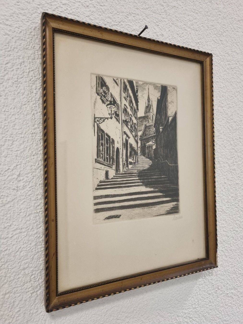 Dipinti: Originale Radierung Basel Totengässlein, gerahmt – Usato da Lenzburg venduto da freedomky