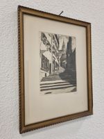 Originale Radierung Basel Totengässlein, gerahmt