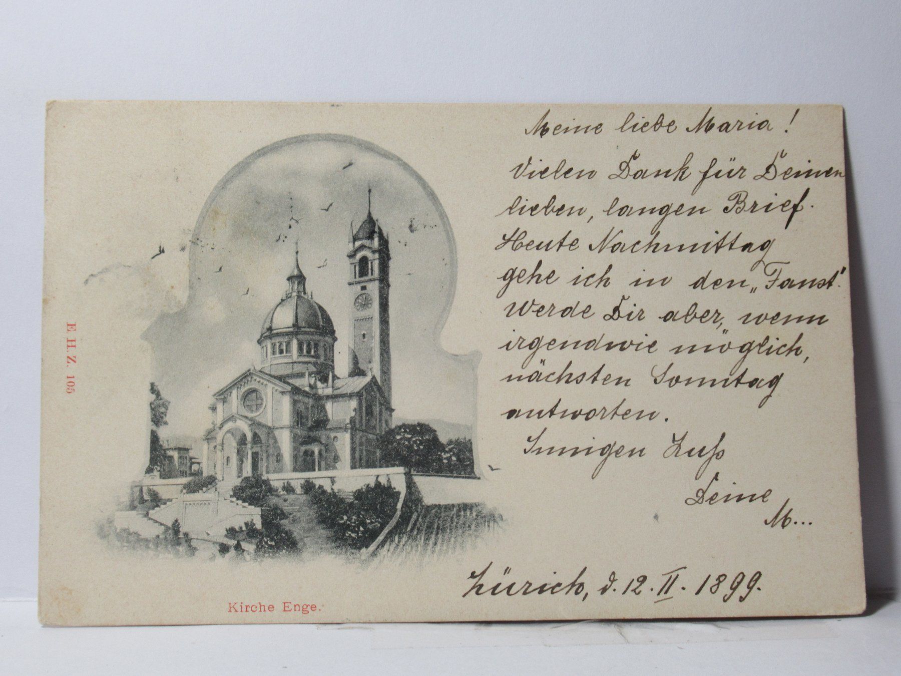 Cartoline postali: Zürich , Kirche Enge 1899 – Usato da Grenchen venduto da Bluemchen1900