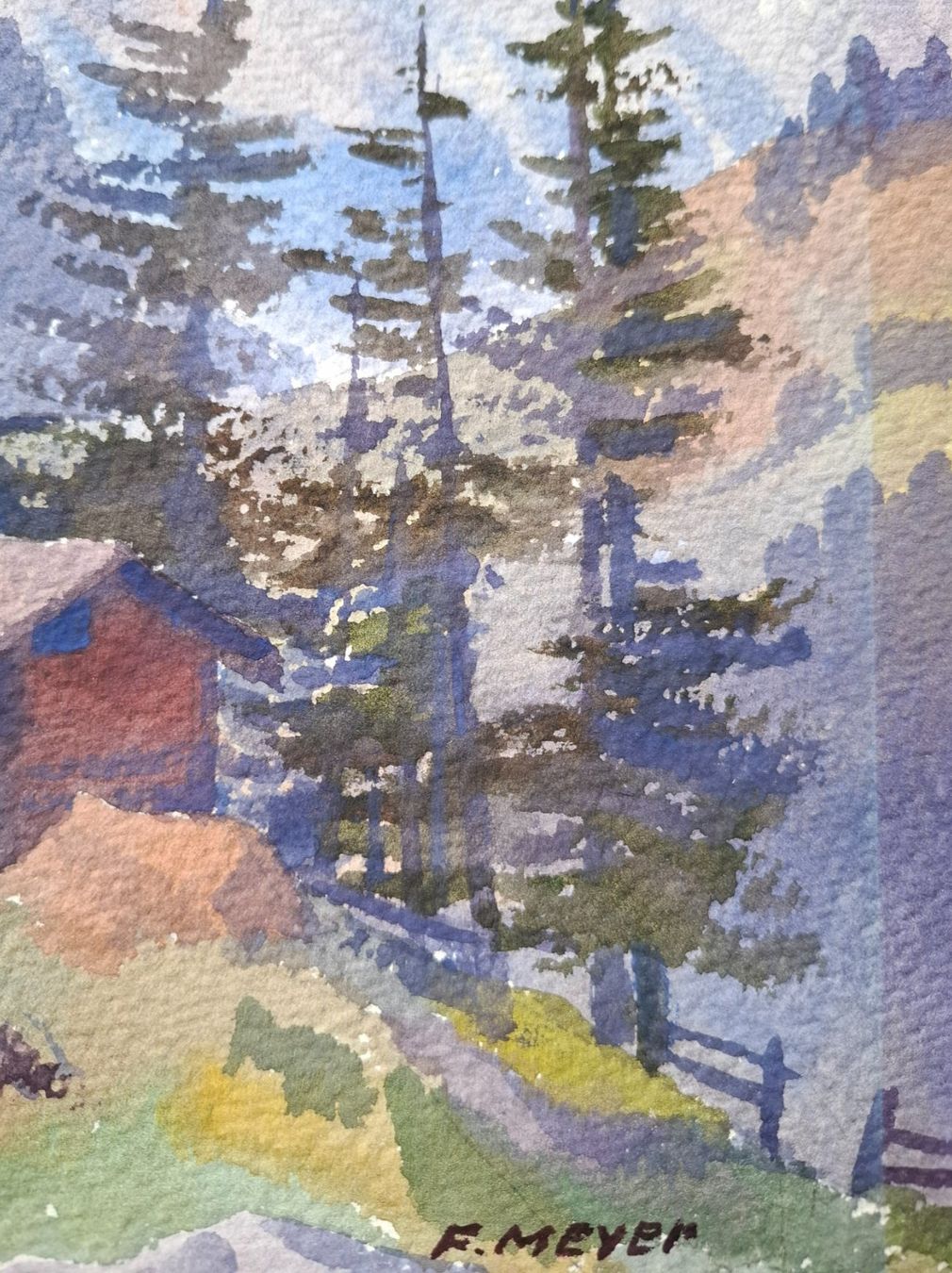 Gemälde: Aquarell Ferdinand Meyer-Streiff Susten Bern 1942 – Gebraucht aus Rheinfelden von Badelus 4