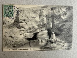🟡antik Postkarte gelaufen 1907 Briefmarke TUNESIEN GABES