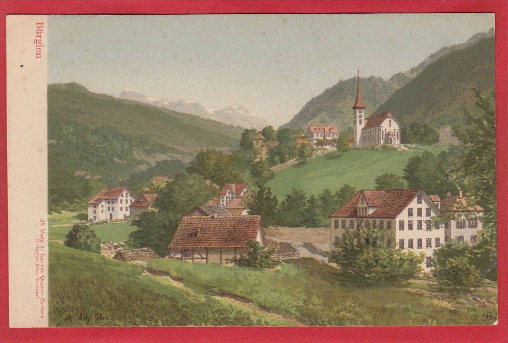 Cartoline postali: BÜRGLEN, LITHO 1897 / 1905 – Usato da Grüningen venduto da Kartenlaube