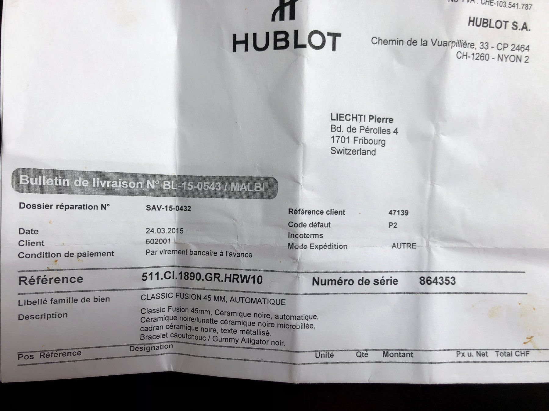 Hublot Orologi: Montre Hublot, Edition spéciale 45mm, – Usato da Charmey (Gruyère) venduto da Rolando6 4