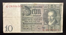 Reichsbanknote 1929 Zehn Mark 