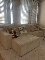 Ecksofa hellbeige Cord (Schlafcouch)