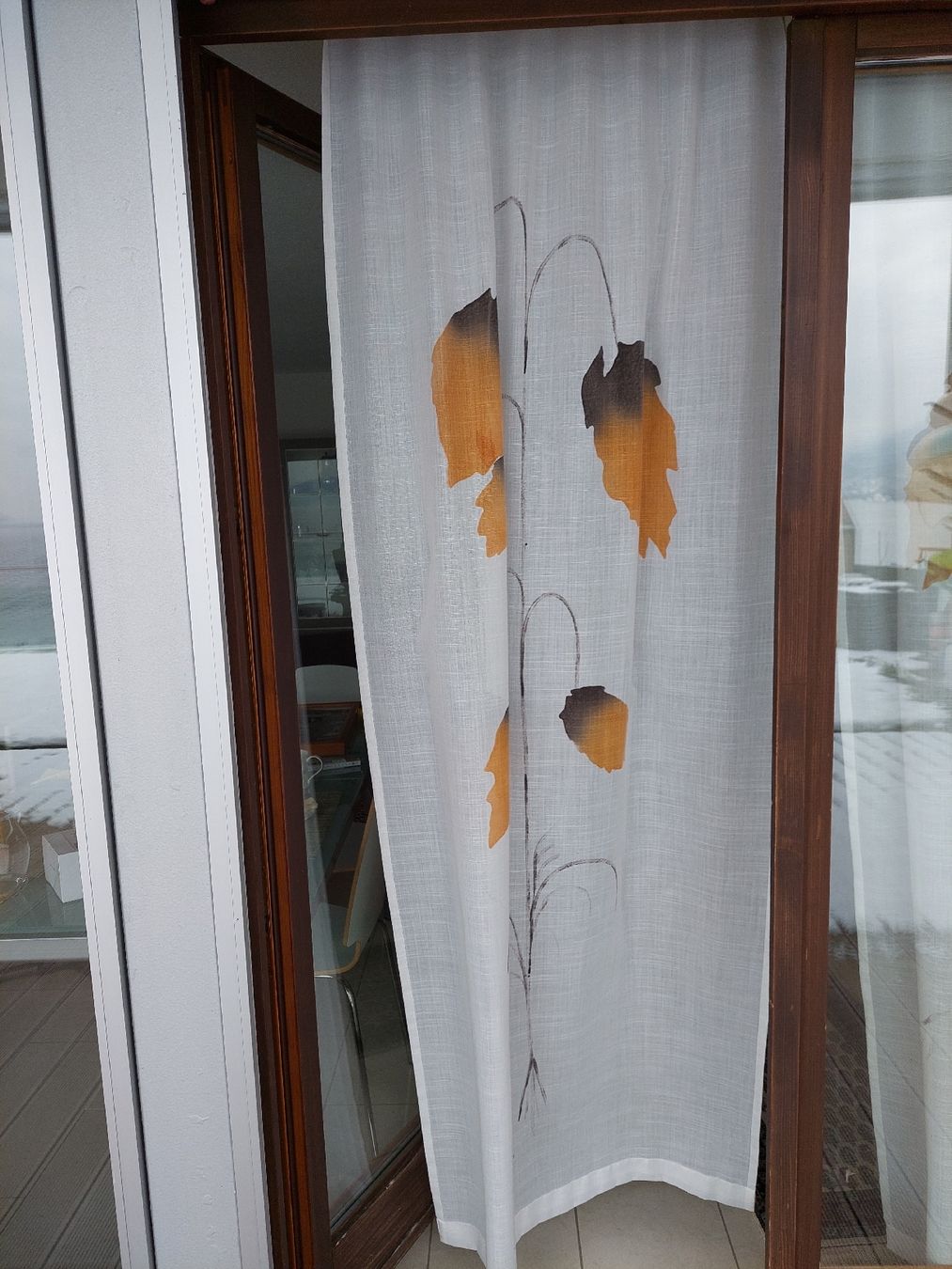 Tende: 6 Vorhangschals, 2 neutral, 4 mit Blattdesign, Enzo Beetazzo – Usato da Brunnen venduto da Livianda 1