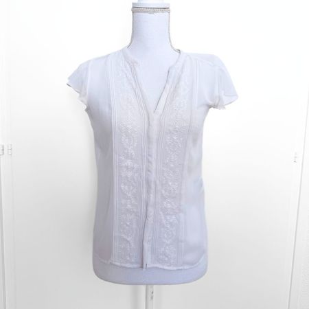 H&M Top | Blouse Blanc Manches Courtes - Taille 36