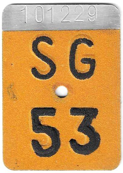 Insegne: Velonummer St. Gallen 1953 SG 53 – Usato da Bülach venduto da gmstart