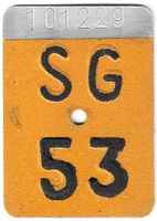 Velonummer St. Gallen 1953 SG 53