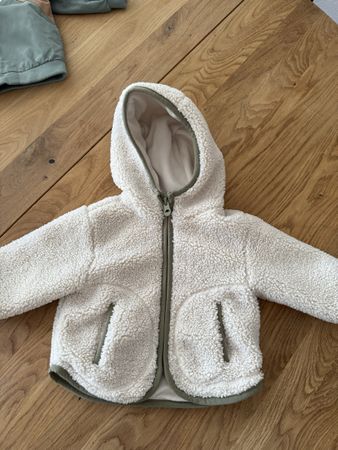Kinder Fleecejacke mit Kapuze Weiss Grösse 80 neuwertig