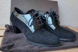 Schwarze Navyboot Leder Damenschuhe Gr. 37