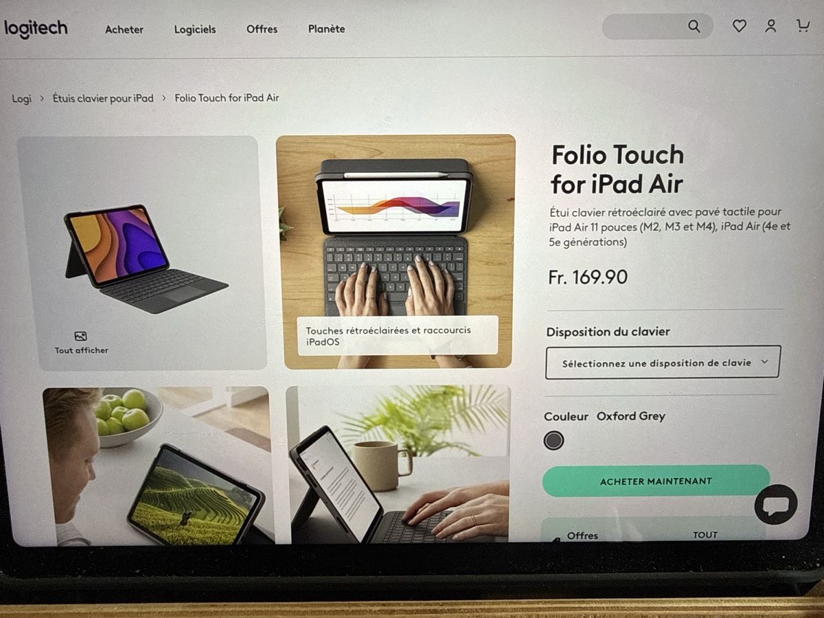 Logitech Tastiere: Étui clavier Logitech Folio Touch iPad Air 11 pouces  – Usato da La Cibourg venduto da rangiroa98 6