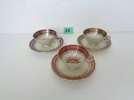 3 Mocca Tassen mit Unterteller Goldrand Fürstenberg -Vintage