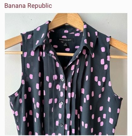 ⭐️BANANA REPUBLIC⭐️ Sleeveless Shirt Hemd Bluse Grau/Rosa XS