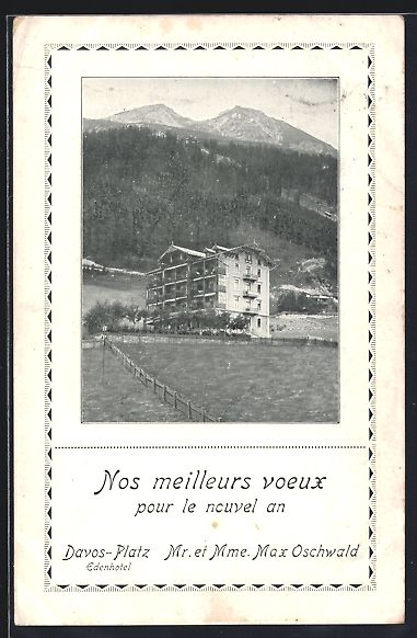 Cartoline postali: Davos-Platz, Das Edenhotel der Eheleute  – Usato da Berlin venduto da bartko-reher