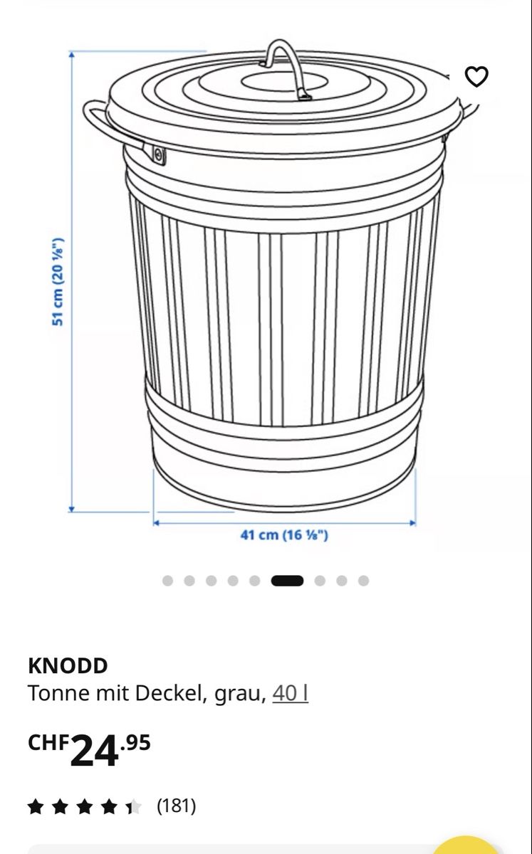 Sonstiges für Haushalt & Wohnen: IKEA KNODD Tonne mit Deckel 40L grau Metall – Gebraucht aus Heitenried von Steffundsasch 6