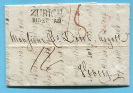Faltbrief von Zürich nach Vevey 1820