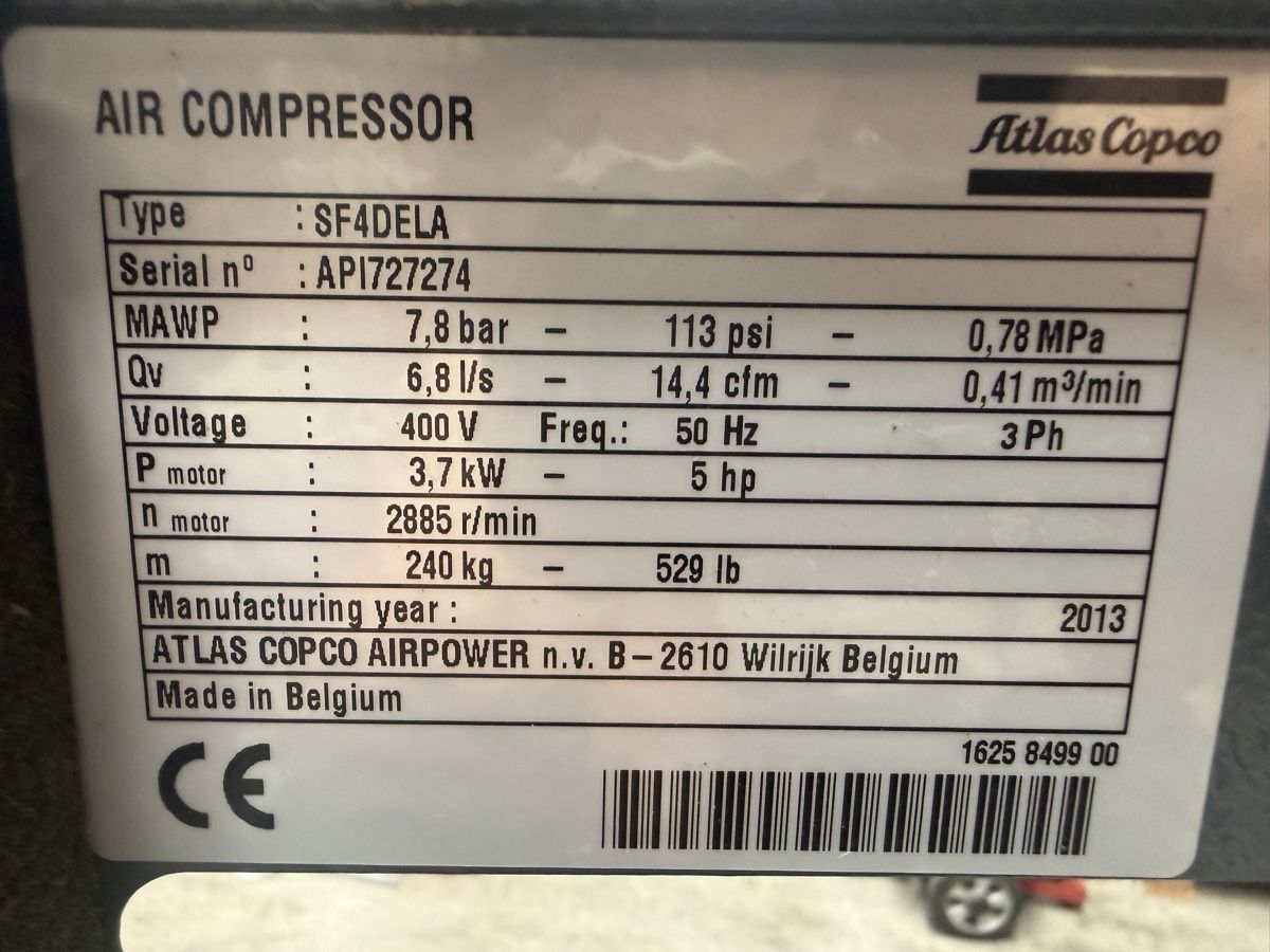 Atlas Copco Compresseurs: Atlas Copco SF4FF Ölfrei – D'occasion à Werdenberg par coci86 5