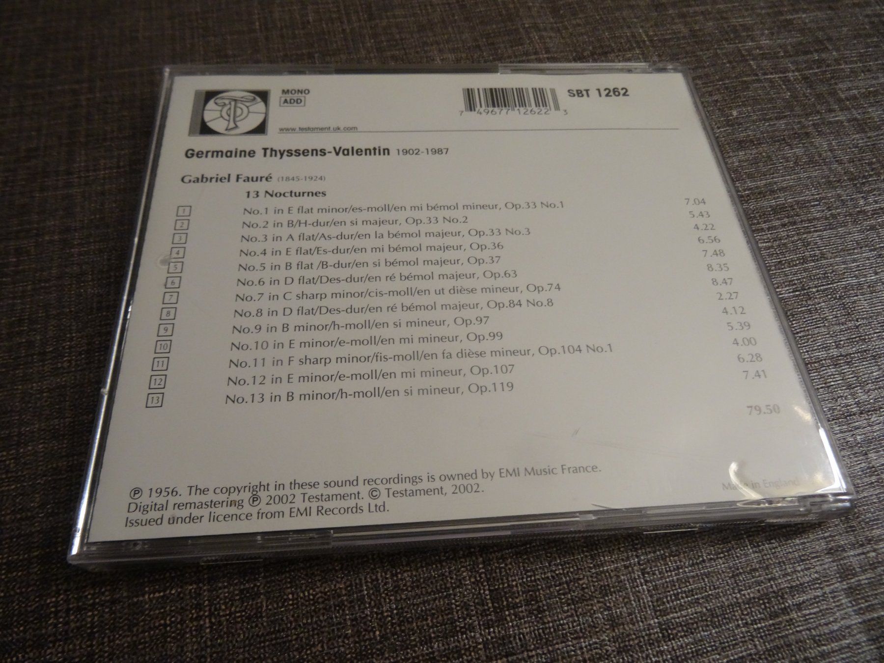 CD: Germaine Thyssens-Valentin spielt Fauré 13 Nocturnes CD – Usato da Olten venduto da Disc-Ausverkauf 1