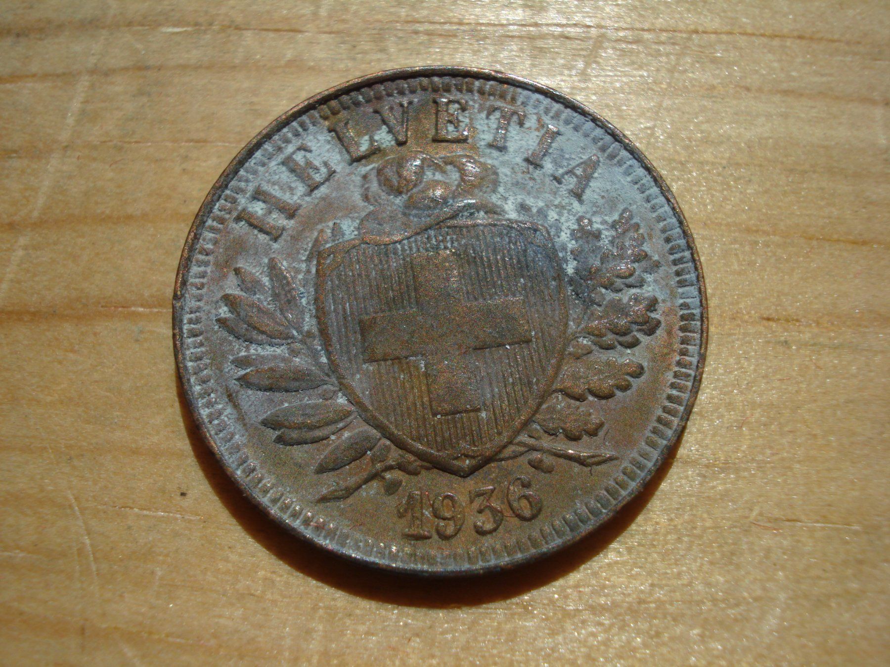 Alle Münzen: (N2) 2 Rappen 1936 – Gebraucht aus Erlach von Net-Coins