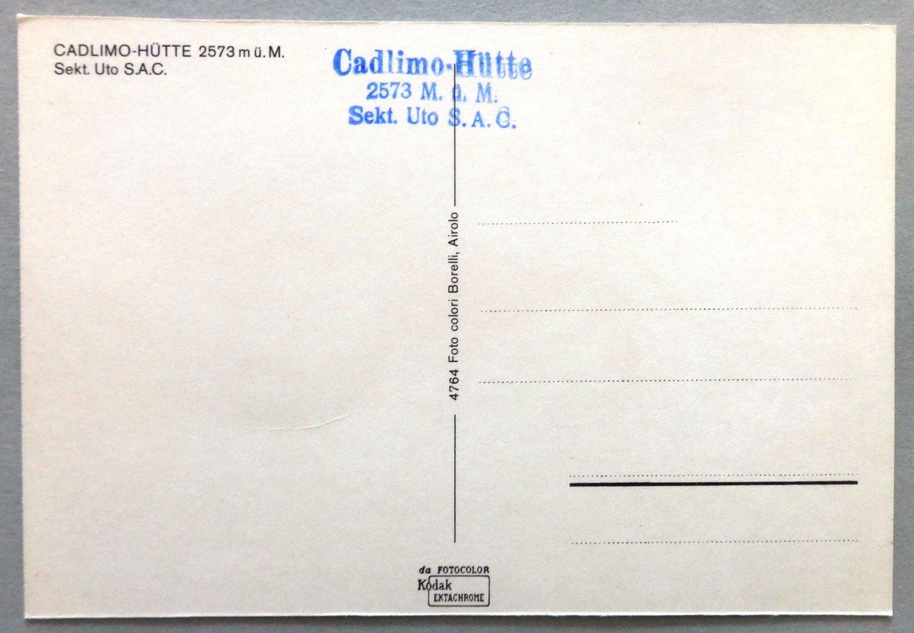 Cartoline postali: Cadlimo-Hütte 2573 m ü.M. – Usato da Fétigny venduto da Billy2miny 1