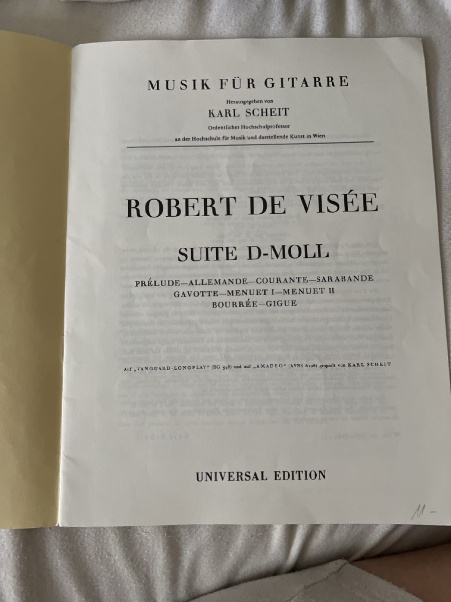 Libri: Noten Gitarre Robert De Visée – Usato da Bellinzona venduto da Lele80 1