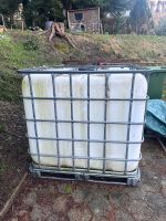 1 IBC Tank 1000 Liter – mit Metallkäfig & Auslaufhahn