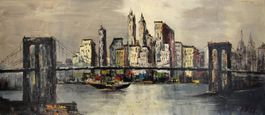 1968, Skyline NEW YORK - Monogramiert K.A. - Öl/Lw