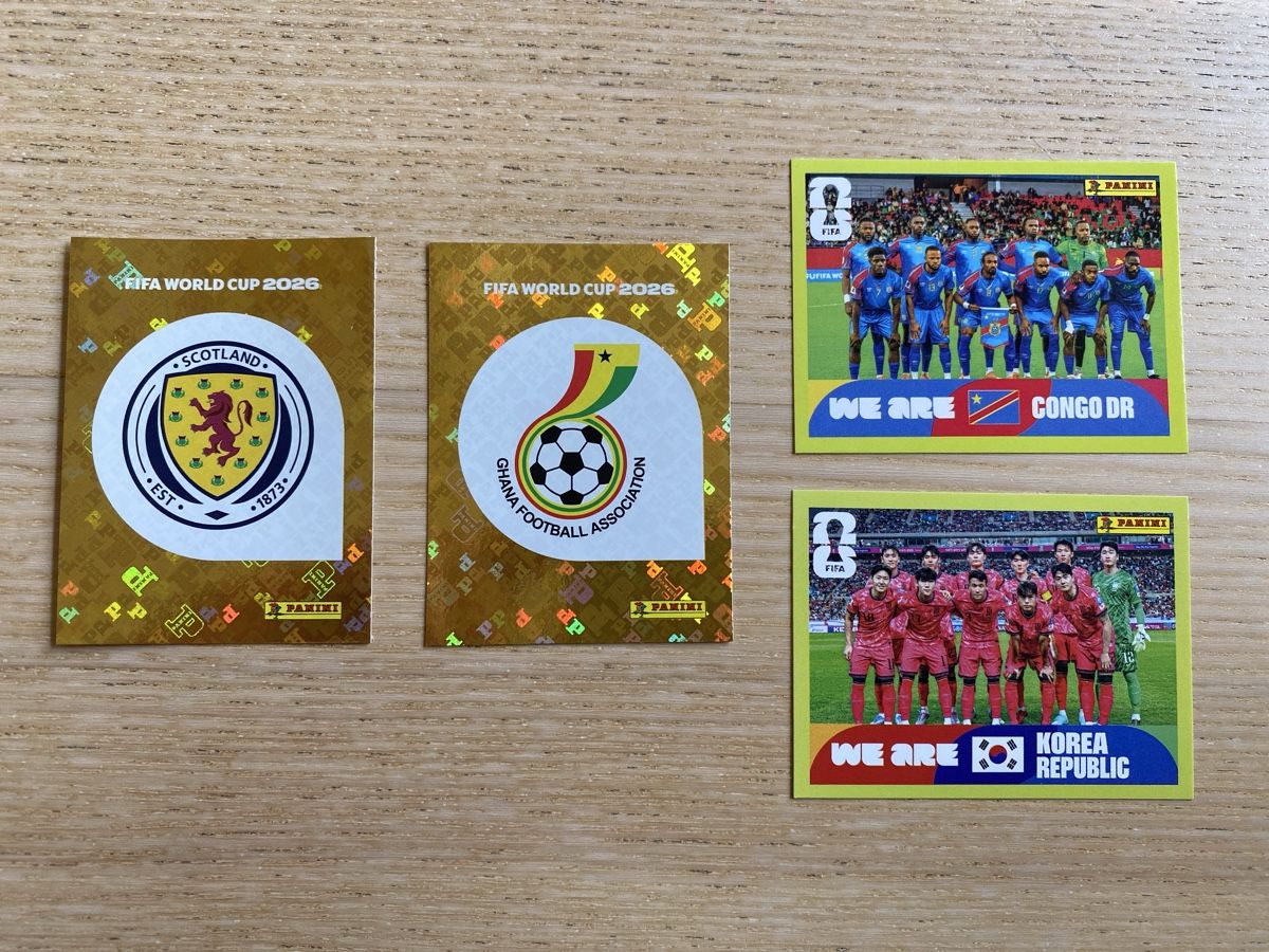 Panini Carte collezionabili: Panini 2026: SCO 1 / GHA 1 / COD 13 / KOR 13 – Nuovo (secondo la descrizione) da Haldenstein venduto da lisipe