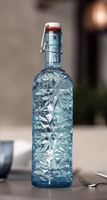 Sommerliche Glasflasche mit Bügelverschluss, Blau, Neu!