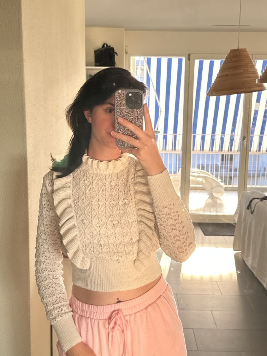 Zara Pulls & Sweat-shirts: Damen Pullover ZARA Creme Grösse M mit Perlen – D'occasion à Zug par a.marryl 1