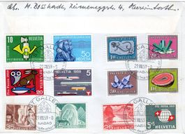 BALLON POSTFLUG NABAG 1959 SCHÖNE FRANKATUR BEIDSEITIG